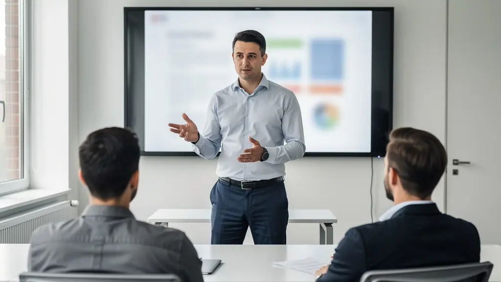 Expert comptable présentant une analyse économique à des élus CSE