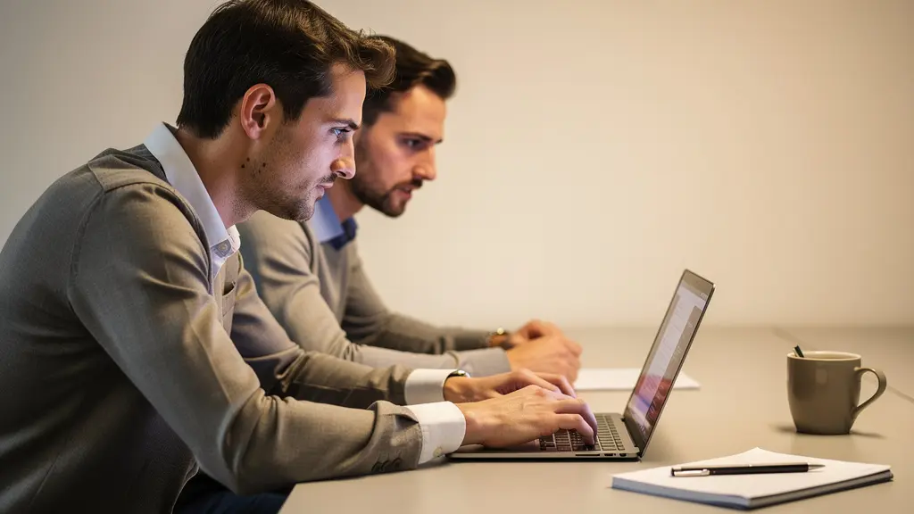 Expert et élu CSE travaillant ensemble sur un dossier de restructuration