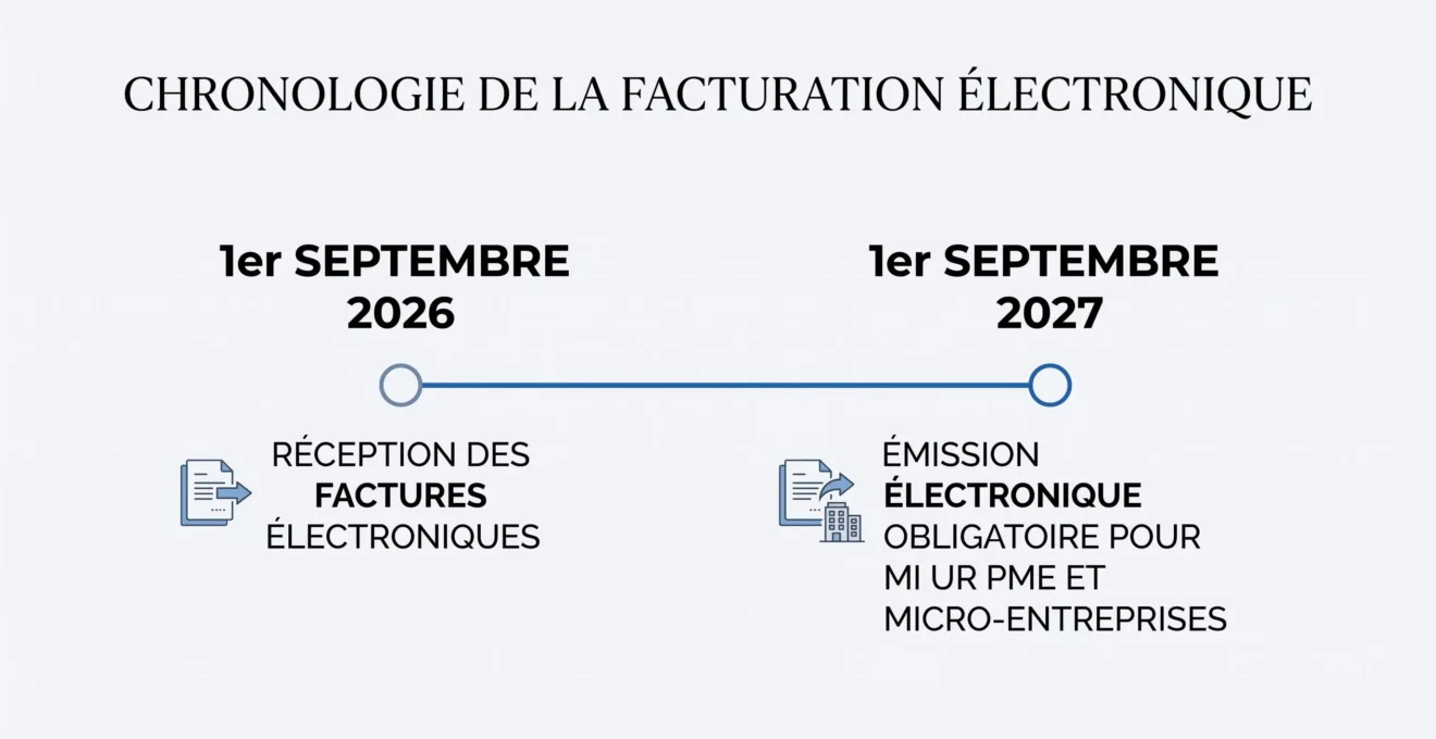 Schéma du calendrier de facturation électronique pour les PME entre 2026 et 2027